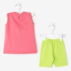 Комплект для девочки (майки, шорты), цвет салат/коралл, рост 80 см - Фото 3
