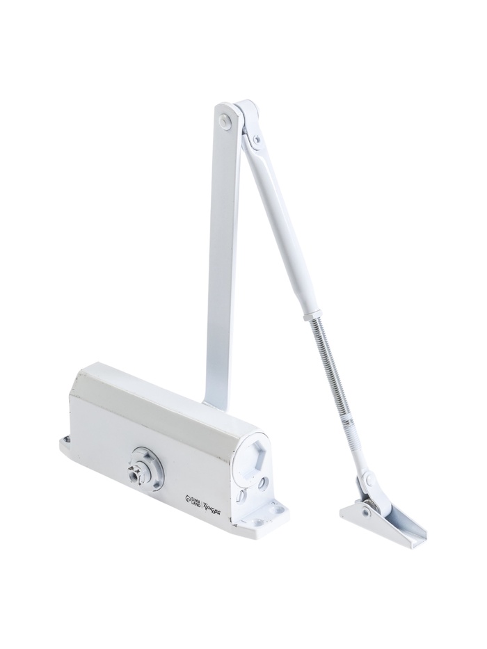 УЦЕНКА Доводчик дверной ТУНДРА d=60WW, до 60 кг, белый - Фото 1