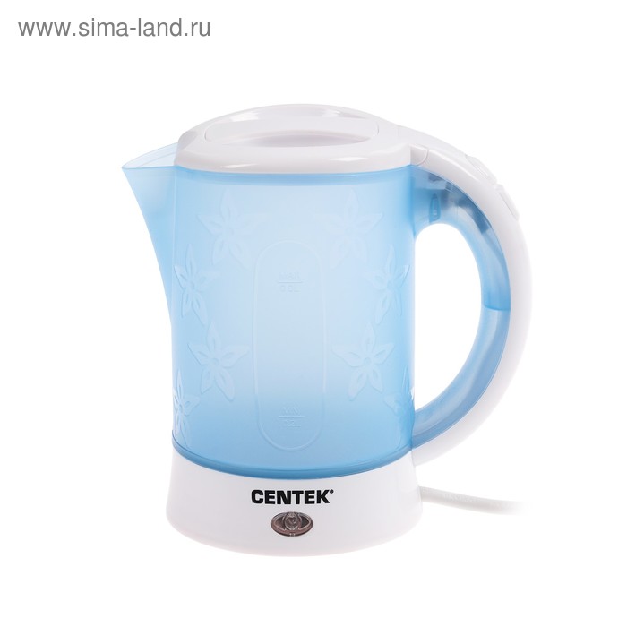 Чайник электрический Centek CT-0054 Blue, пластик, 0.6 л, 650 Вт, бело-синий - Фото 1