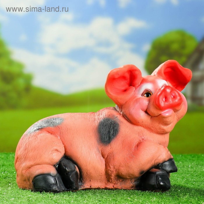 Садовая фигура "Свинья лежит на боку" 23см - Фото 1