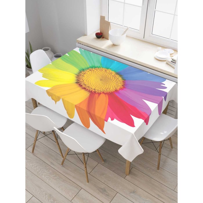 Скатерть на стол «Радужный цветок», прямоугольная, сатен, размер 120х145 см