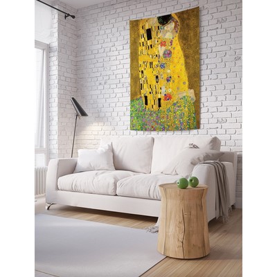 Декоративное панно с фотопечатью «Густав Климт Поцелуй», вертикальное, размер 100х150 см