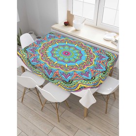 Скатерть на стол «Цветок радуги», прямоугольная, сатен, размер 120х145 см