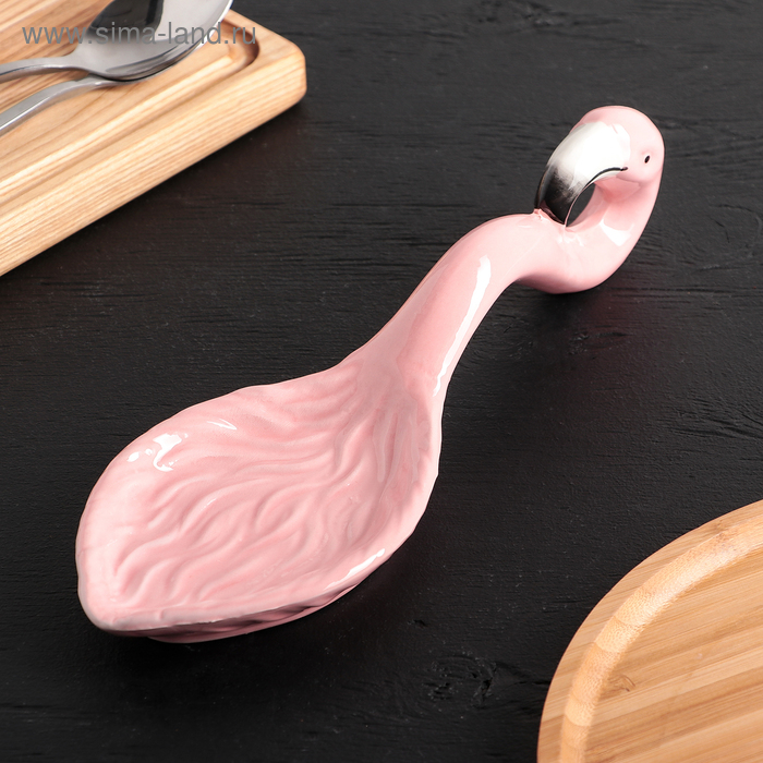 Подставка под ложку «Фламинго», 26×9 см, цвет розовый - Фото 1