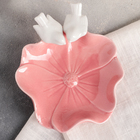 Блюдо керамическое «Голубки на цветке», 14×14 см, цвет розовый - Фото 2