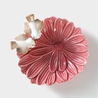 Блюдо керамическое «Голубки на цветке», 13×13.5×3 см, цвет розовый - Фото 4