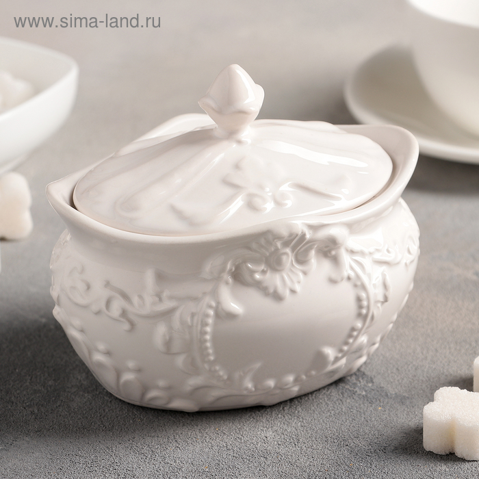 Сахарница керамическая«Винтаж», 300 мл, цвет белый - Фото 1