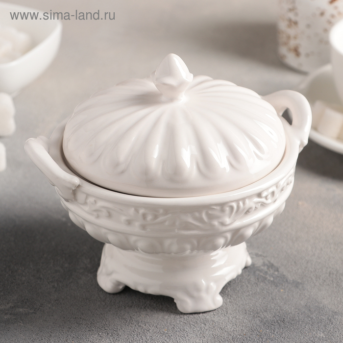 Конфетница керамическая «Винтаж», 300 мл, цвет белый - Фото 1