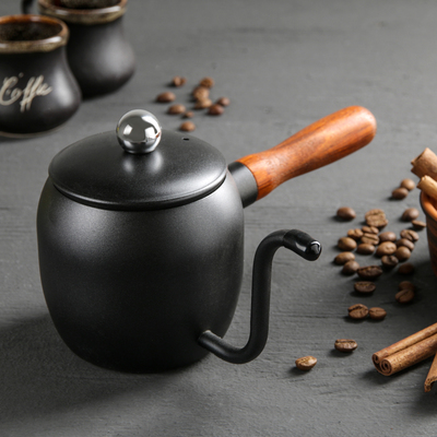 Турка, 500 мл, деревянная ручка, металл, чёрная