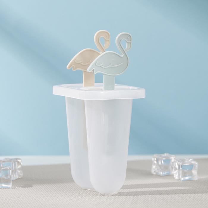 Форма для мороженого «Фламинго», 7,5×6×15 см, 2 ячейки, цвет МИКС - Фото 1
