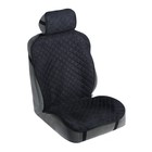 Накидка на сиденье "Алькантара" 140 х 52 см, черная с синей строчкой - фото 8467180