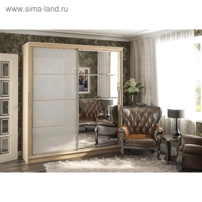 Шкаф-купе «2000 Элегант 4», 2000×620×2200 мм, дуб сонома - Фото 1