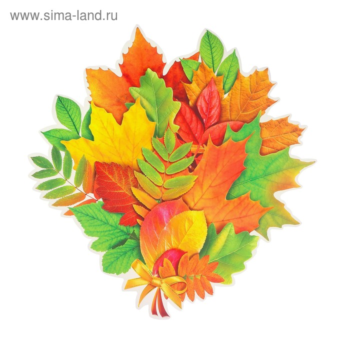 Украшения на скотче «Большой букет из осенних листьев» глиттер, 28.5×28 см - Фото 1