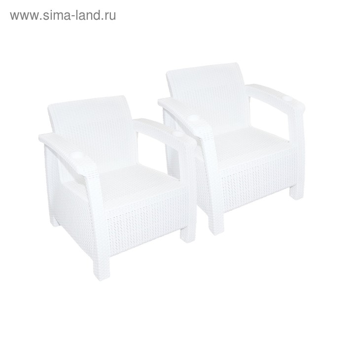 Набор мебели «Ротанг»: два кресла, без подушек, цвет белый - Фото 1