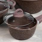 Набор посуды, 4 предмета: кастрюля 4 л, сотейник 2.5 л, ковш 1.2 л, сковорода 24 см, антипригарное покрытие, коричневый - Фото 2