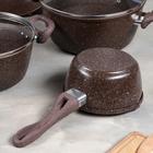 Набор посуды, 4 предмета: кастрюля 4 л, сотейник 2.5 л, ковш 1.2 л, сковорода 24 см, антипригарное покрытие, коричневый - Фото 3