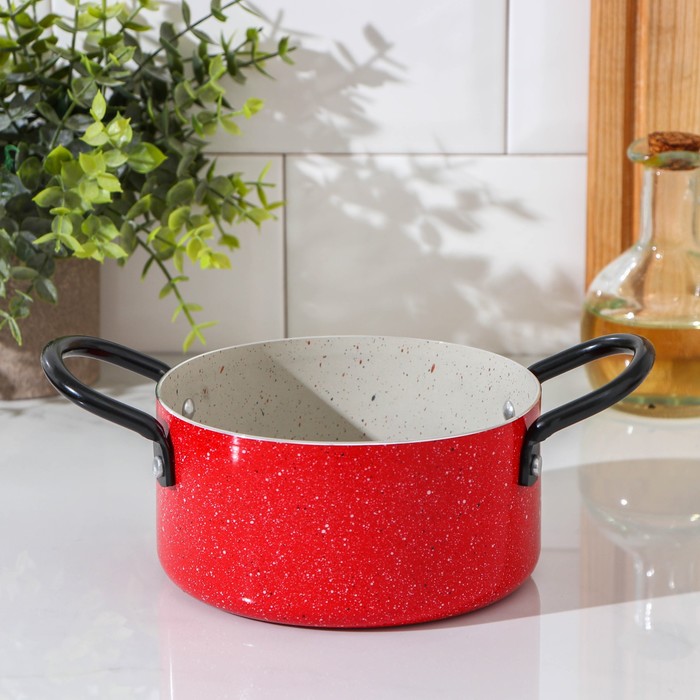 Кастрюля «Мрамор светлый», 1,2 л, антипригарное покрытие, цвет МИКС - Фото 1