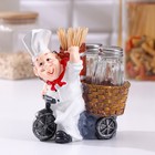 Набор для специй на подставке «Повар», 3 предмета: солонка 50 мл, перечница 50 мл, подставка с ёмкостью для зубочисток, фигурка МИКС - Фото 1