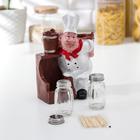 Набор для специй на подставке «Повар», 3 предмета: солонка 50 мл, перечница 50 мл, подставка, форма МИКС 4289322