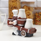 Набор для специй «Повар», 3 предмета: солонка 40 мл, перечница 40 мл, подставка с ёмкостью для зубочисток - фото 24495258