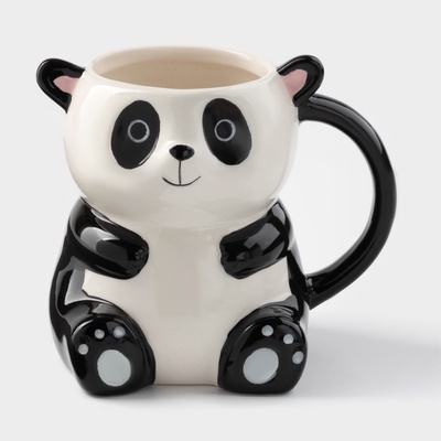Кружка «Панда», 480 мл, керамика, белая, чёрная