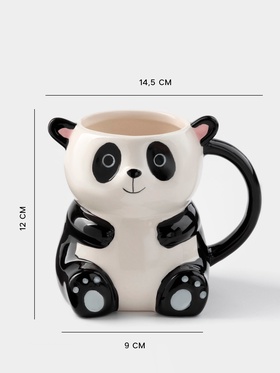 Кружка «Панда», 480 мл, керамика, белая, чёрная