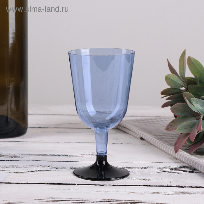 Бокал пластиковый одноразовый для вина «Кристалл», 200 мл, 6 шт/уп, цвет МИКС - Фото 1