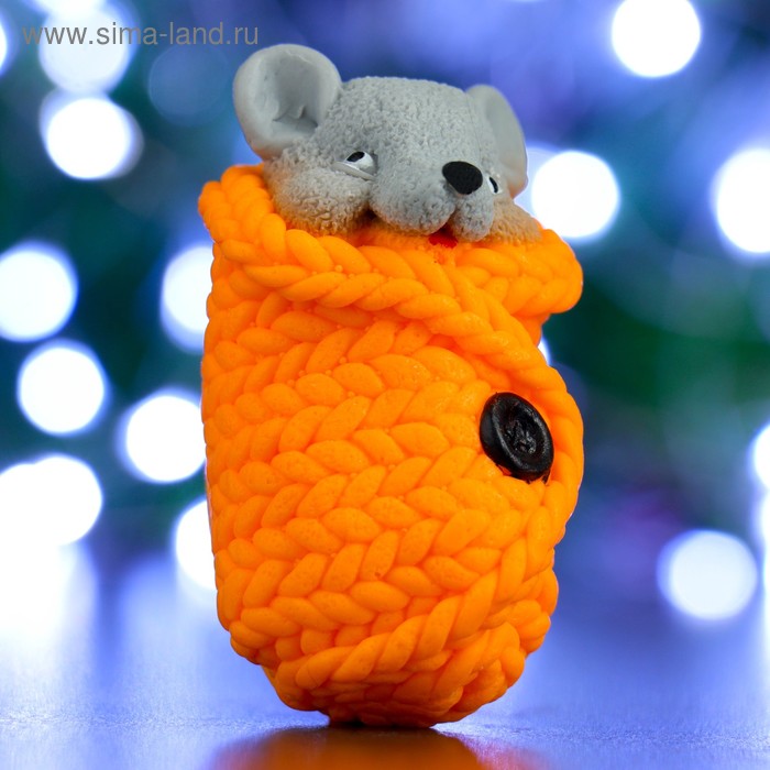 Мыло фигурное "Крысёнок в пледе" оранжевый 65г - Фото 1