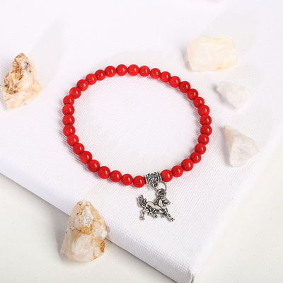 Браслет с подвеской шар №6 «Коралл» ,d=5.5 см