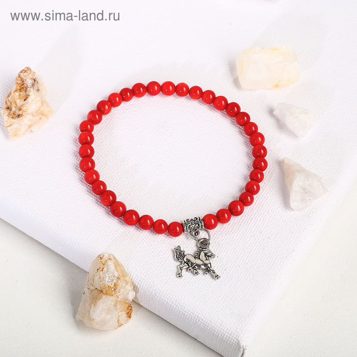 Браслет с подвеской шар №6 «Коралл» ,d=5.5 см - Фото 1