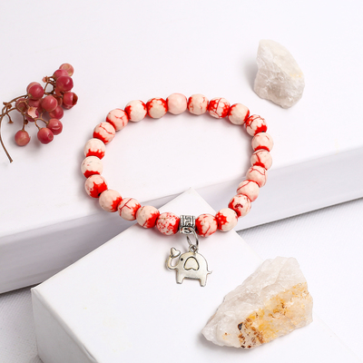 Браслет с подвеской шар №8 «Коралл», 5.5 см