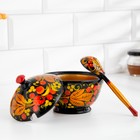 Сахарница дерево хохлома «Гамма», с ложкой, 10.5×7.5 см - Фото 2