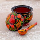Сахарница дерево хохлома «Гамма», с ложкой, 10.5×7.5 см - Фото 6