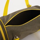 Сумка спортивная на молнии, наружный карман, цвет хаки/лимон - Фото 3
