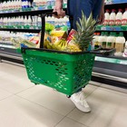 Корзина-тележка на 4 колесах пластиковая, 28 л, с 2 пластиковыми ручками, цвет зелёный 4412249 - фото 16141198