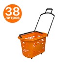 Корзина-тележка на 4 колесах пластиковая, 38 л, с 2 пластиковыми ручками, цвет оранжевый - Фото 1