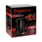 Чайник электрический Sakura SA-2318BKG, пластик, 1.7 л, 2200 Вт, подсветка, чёрный - Фото 11