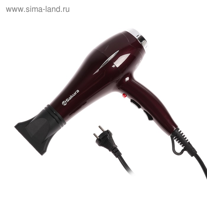 Фен Sakura SA-4037R, 2400 Вт, 4 температурных режима, 2 скорости, шнур 2.2 м, красный - Фото 1