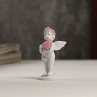 Сувенир полистоун "Белоснежный ангел в розовом веночке с букетом роз" 5,3х2,3х2,3 см - Фото 2