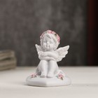 Сувенир полистоун "Белоснежный ангел в розовом веночке на сердце" 6,2х5х4,5 см - фото 321186673