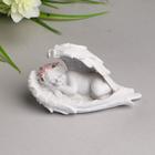 Фигурка полистоун «Белоснежный ангел в розовом веночке спит в крыльях», 5.3×9.5×3 см - Фото 4