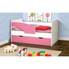 Кровать детская «Дельфин», 2 ящика, 800 × 1600 мм, левая, цвет белый / розовый - фото 298190362