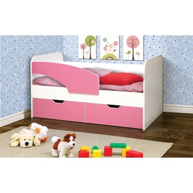 Кровать детская «Дельфин», 2 ящика, 800 × 1700 мм, левая, цвет белый / розовый