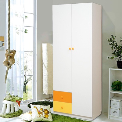 Шкаф 2-х дверный с ящиками «Радуга», 800×490×2100 мм, цвет белый/оранжевый/жёлтый