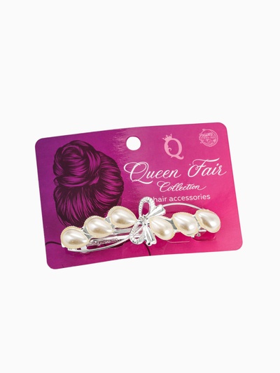 Заколка - автомат для волос «Жемчужная ветвь», 8 см, белая