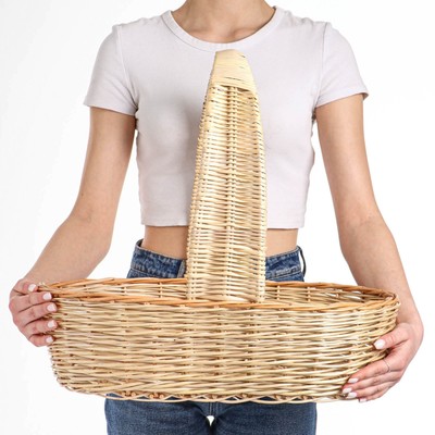 Плетёная корзина продуктовая, 52×31×14/45 см, ручное плетение, ива