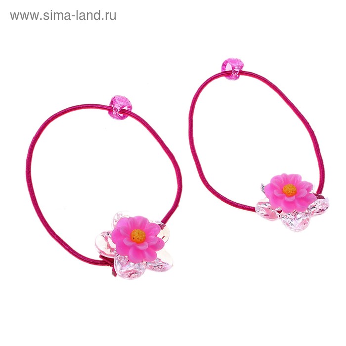 резинка для волос цветочная "Прозрачная" цветок (набор 2 шт) - Фото 1