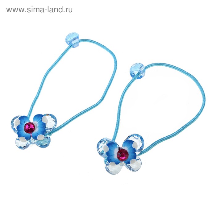 резинка для волос цветочная "Прозрачная" бабочка (набор 2 шт) - Фото 1