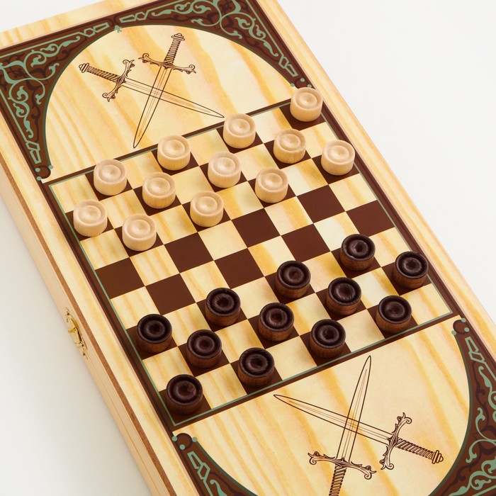 Нарды "Охотники на привале", деревянная доска 40 х 40 см, с полем для игры в шашки - фото 1907010085