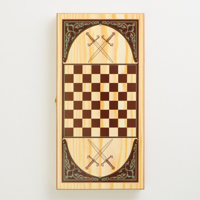Нарды "Охотники на привале", деревянная доска 40 х 40 см, с полем для игры в шашки - фото 1907010087